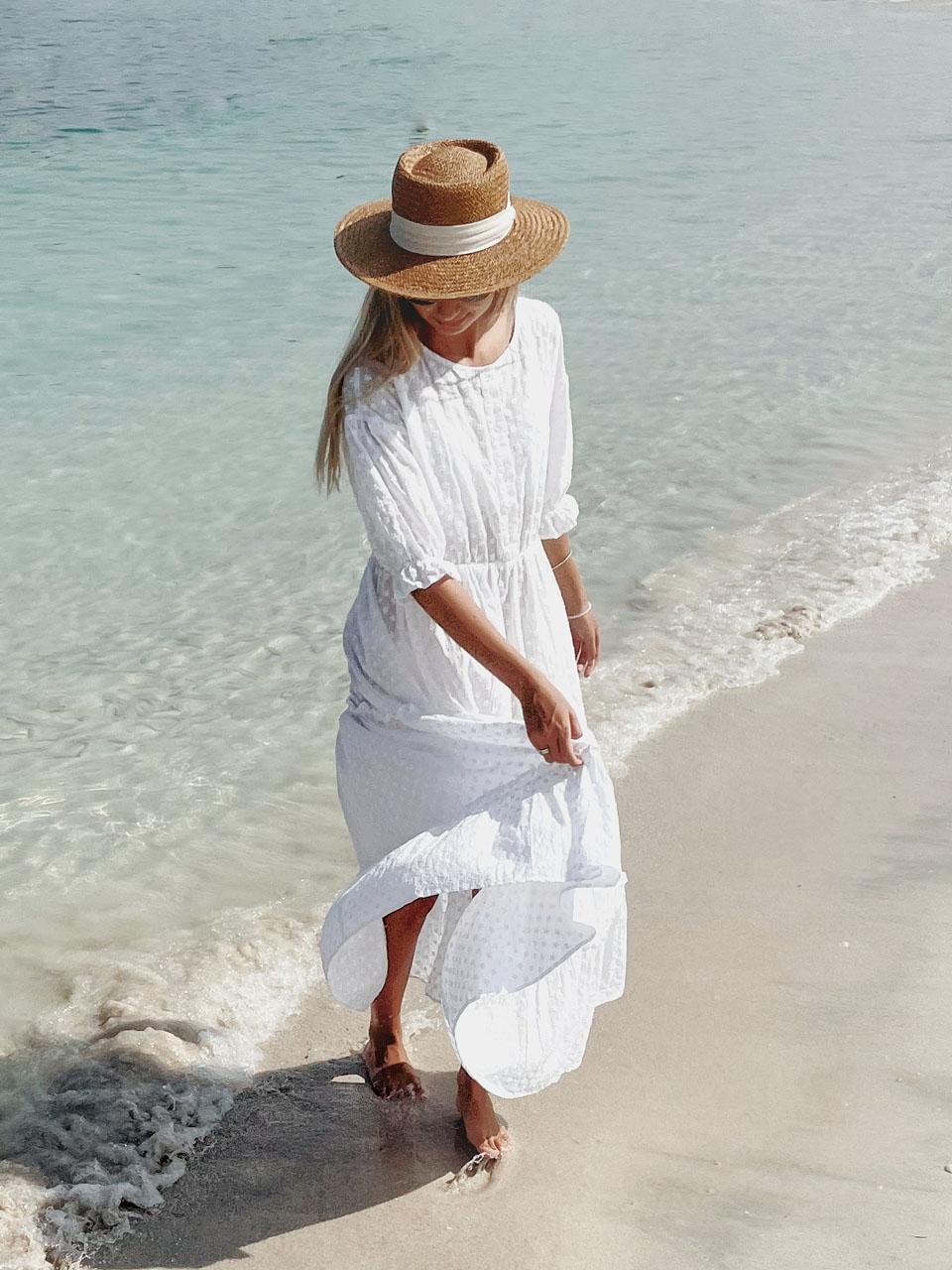 Puff sleeved breeze dress with bottoms on the front white - Wave shop